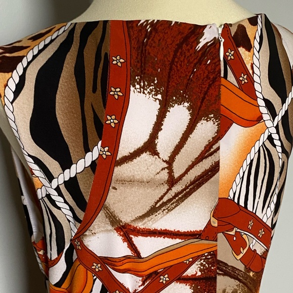 Cache Black, Tan & White Animal Print Dress Excellent Medium Size - Picture 8 of 8